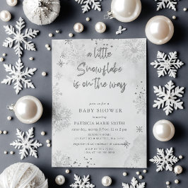 Silver Snowflake är på väg Vinter Baby Shower Inbjudningar