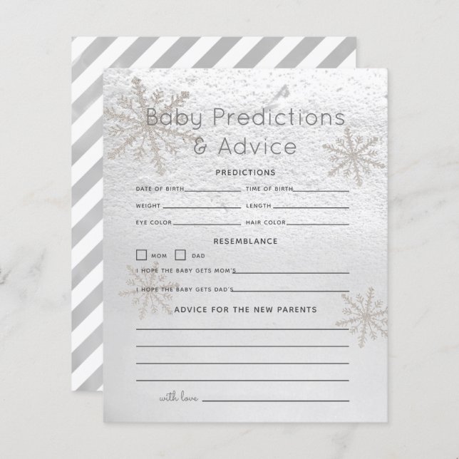 Silver Snowflake Baby Predications & Advice (Fram/baksida)