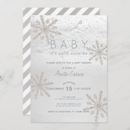 Silver Snowflake Baby sitt Kall utanför babyskor Inbjudningar