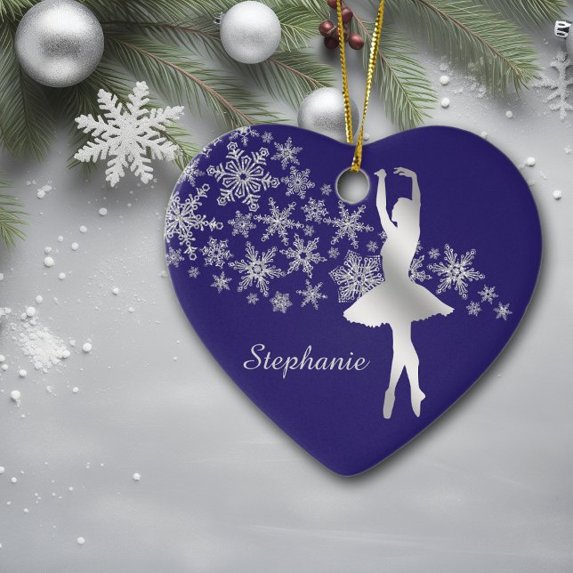 Silver Snowflake Ballerina Blue Julgransprydnad Keramik (Skapare uppladdad)