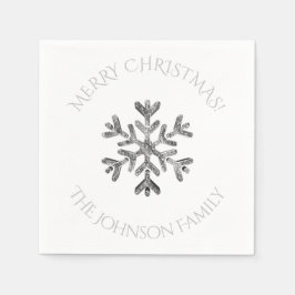 Silver Snowflake Elegant Chic jul Party Pappersservett