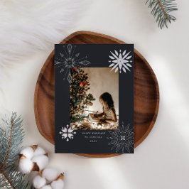 silver snowflake gnistra fotokort för helgdag julkort