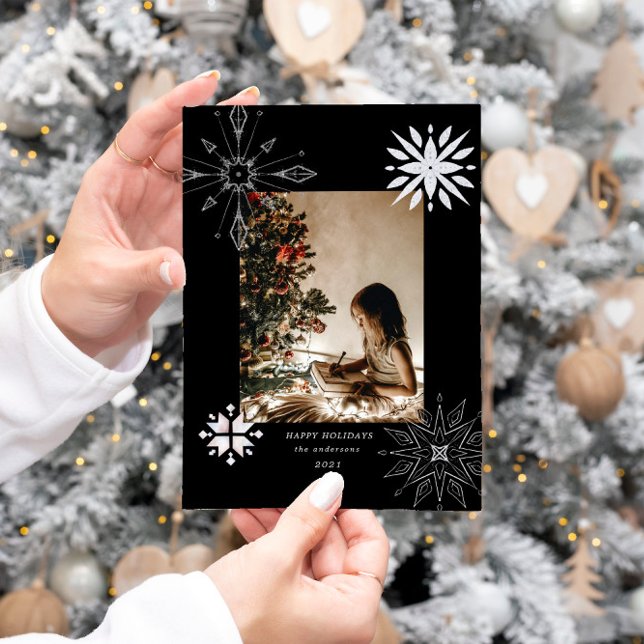 Silver Snowflake Gnistra Photo Helgdag Card Julkort (Skapare uppladdad)