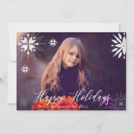 Silver Snowflake Gnistra Photo Helgdag Card Julkort