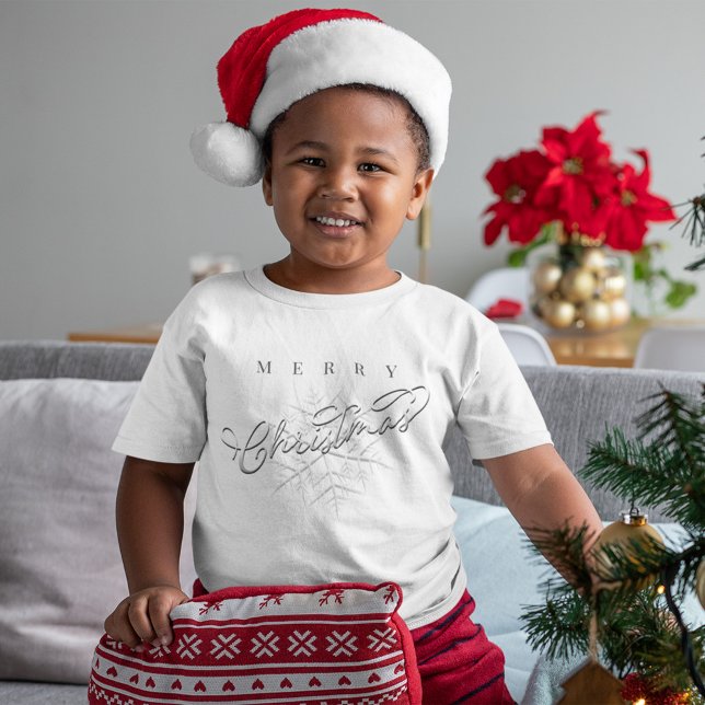 Silver Snowflake God jul T Shirt (Merry Christmas Silver Snowflake T Shirt. )