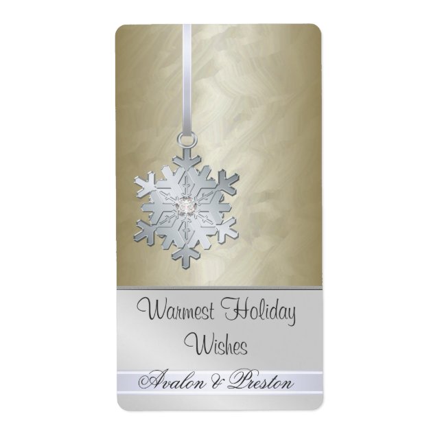 Silver Snowflake Guld judel Helgdag Vin Fraktsedel (Framsidan)