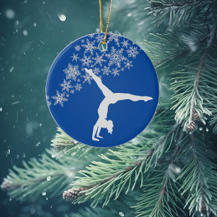 Silver Snowflake Gymnast Personlig Julgransprydnad Keramik