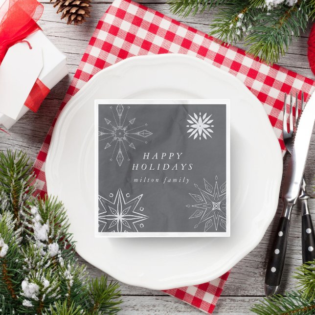 Silver Snowflake Helgdag Pappra Napkins Pappersservett (Skapare uppladdad)