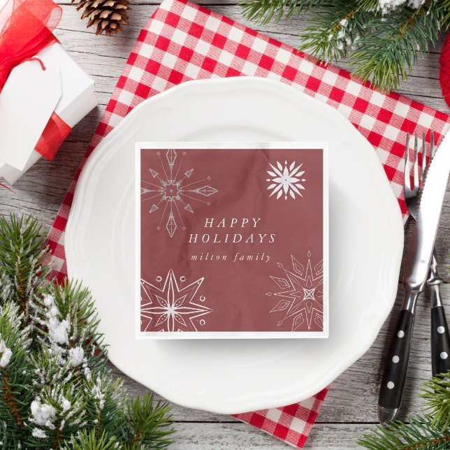 Silver Snowflake Helgdag Pappra Napkins Pappersservett (Skapare uppladdad)