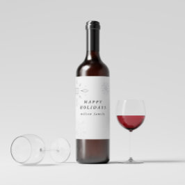 Silver Snowflake Helgdag Vin-etikett Vinflaska Etikett