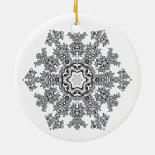 Silver Snowflake Julgransprydnad Keramik