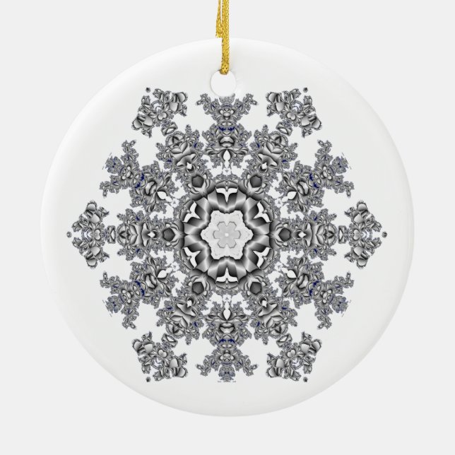 Silver Snowflake Julgransprydnad Keramik (Baksidan)