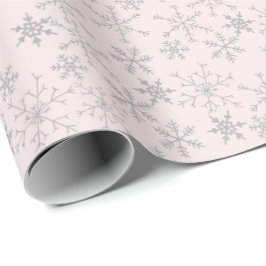Silver Snowflake Mönster på Rosa julvinter Presentpapper