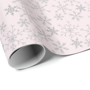 Silver Snowflake Mönster på Rosa julvinter Presentpapper