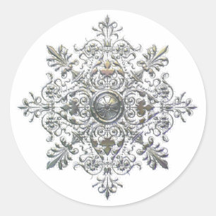 Silver Snowflake Runt Klistermärke