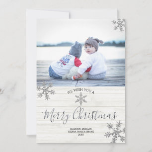 Silver Snowflake Rustic jul 2 Foto Julkort