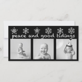Silver Snowflake Tre foto-Helgdag Julkort