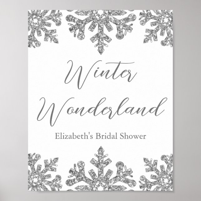 Silver Snowflake Winter Möhippa Poster (Framsidan)