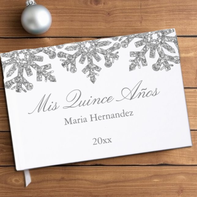 Silver Snowflake Winter Quinceanera Gästböcker (Skapare uppladdad)