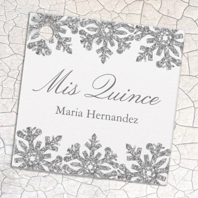 Silver Snowflake Winter Quinceanera Gåvor Etiketter (Skapare uppladdad)