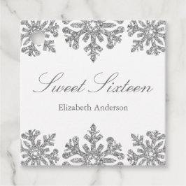 Silver Snowflake Winter Sweet 16 Gåvor Etiketter