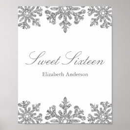 Silver Snowflake Winter Sweet 16 Poster