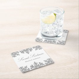 Silver Snowflake Winter Sweet 16 Underlägg Papper Kvadrat