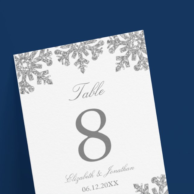 Silver Snowflake Winter Wedding Bordsnummer (Skapare uppladdad)
