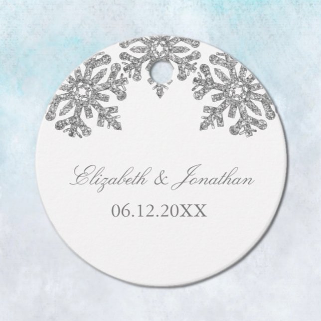 Silver Snowflake Winter Wedding Gåvor Etiketter (Skapare uppladdad)