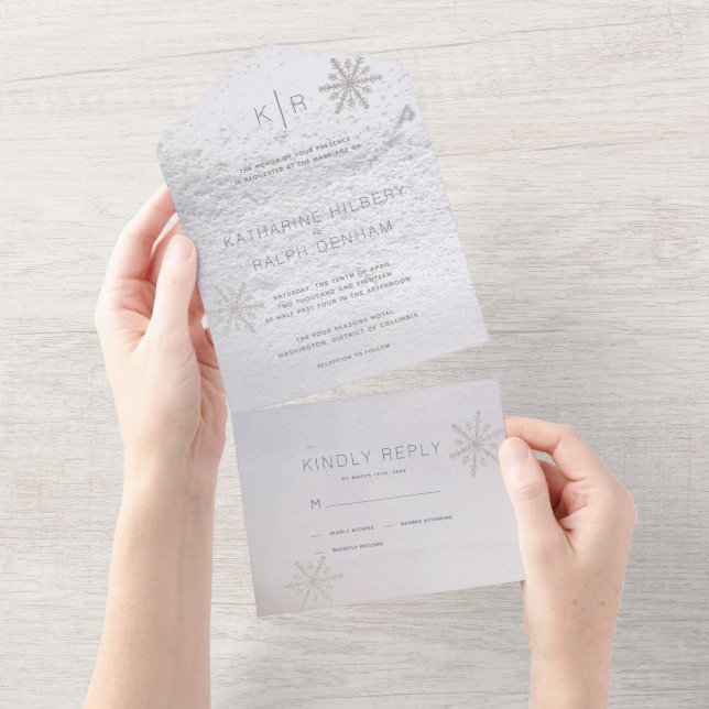 Silver Snowflake Winter White Bröllop alla på ett (Tearaway)
