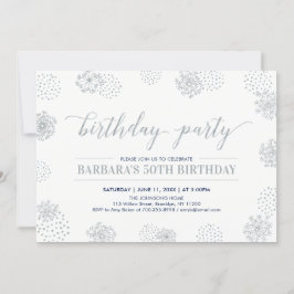 Silver Snyggt Modern Födelsedagsfest i 50:e Vuxen Inbjudningar