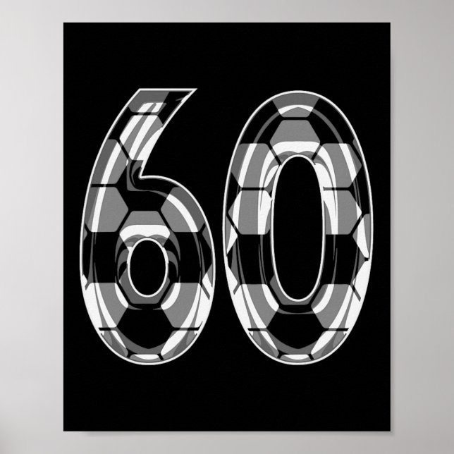 Silver Soccer Pattern Number 60 Jersey Player Unif Poster (Framsidan)