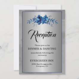 Silver Soirée Blooming Blue Affair Reception Inbjudningar