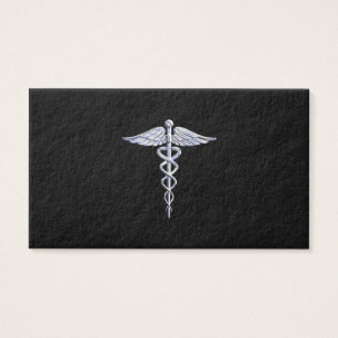 Silver som Caduceus medicintekniska symbol på svar Visitkort