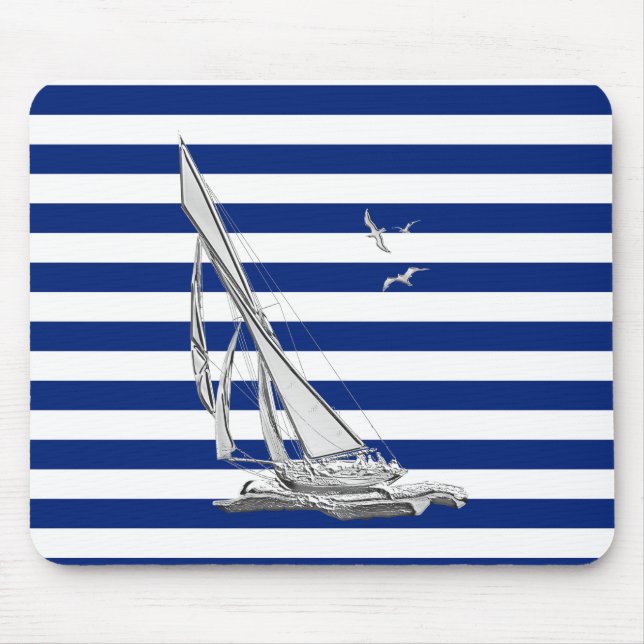 Silver som seglar på Nautical Rand Musmatta (Framsidan)