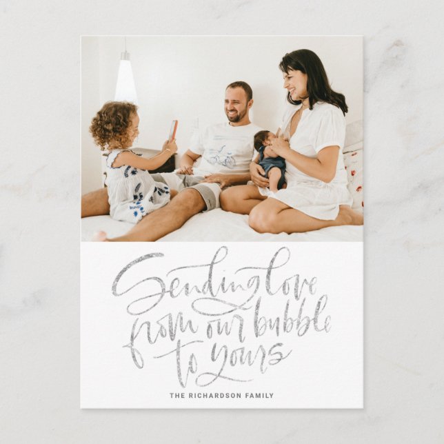 Silver som skickar Kärlek från vår bubbla till dit Helg Vykort (Framsida)