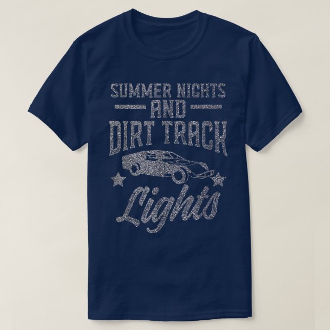 Silver Sommarnattskampen Dirt Track Ljus Roligt Tä T Shirt (Design framsida)