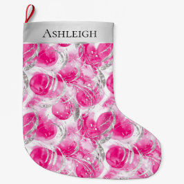 Silver Söt Chic Rosa Glam jul Stor Julstrumpa