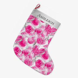 Silver Söt Chic Rosa Glam jul Stor Julstrumpa