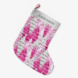 Silver Söt Chic Rosa Glam Julgranar Stor Julstrumpa