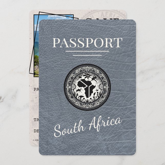 Silver South Afrika Passport Spara Datumet (Fram/baksida)