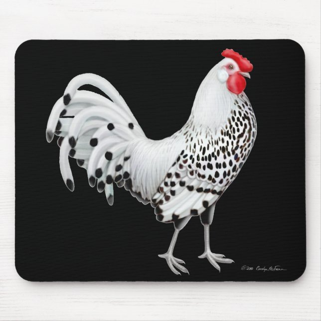 Silver Spangled Hamburg fega Mousepad Musmatta (Framsidan)