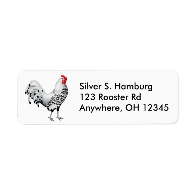 Silver Spangled Hamburg Tupp-etikett Returadress Etikett (Framsidan)