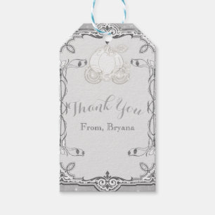 Silver Sparkle Cinderella vagn festfavor Presentetikett