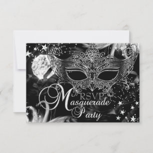 Silver Sparkle Mask Star Night Masquerade RSVP OSA Kort