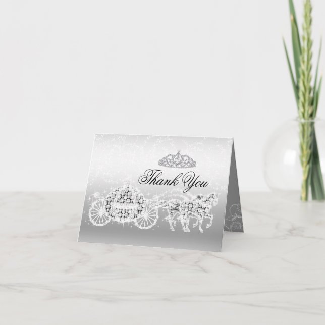 Silver Sparkle Prinsess Tema Tacksamhetskort Tack Kort (Framsida)