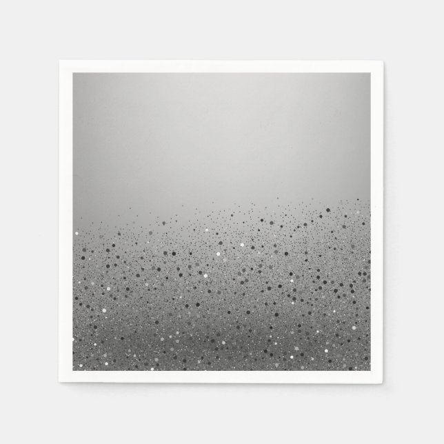 Silver Sparkly Glitter Sweet 16 Födelsedagsfest Pappersservett (Framsidan)