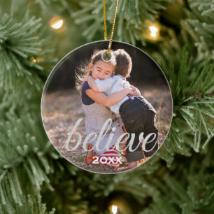 Silver Sparkly tror på julfotfoto Julgransprydnad Keramik