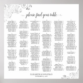 Silver Spetsig Enkel Elegant Alfabetisk Sittplatsk Poster
