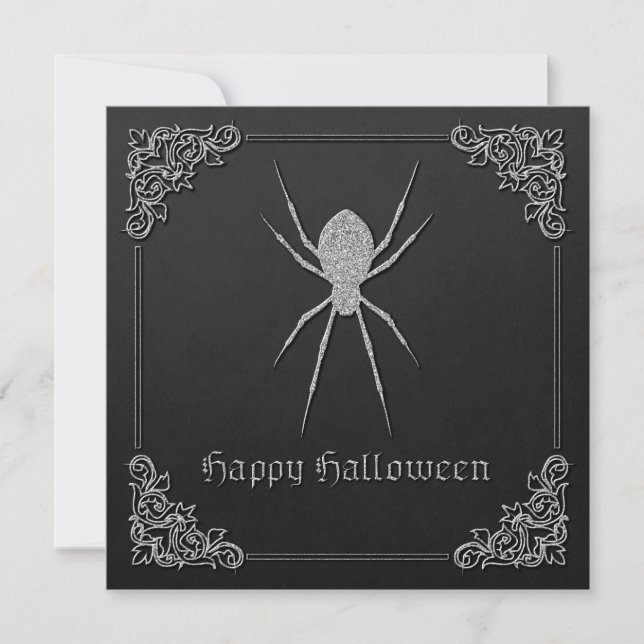 Silver Spider Halloween Inbjudningar (Framsida)